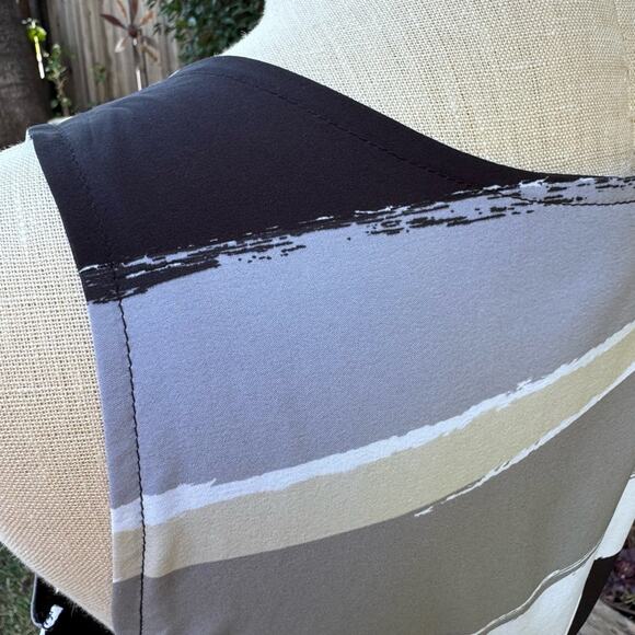 Guess Zip Front Top Black & Grey Elastic Waist Top Blouse Women’s Medium - Picture 10 of 10